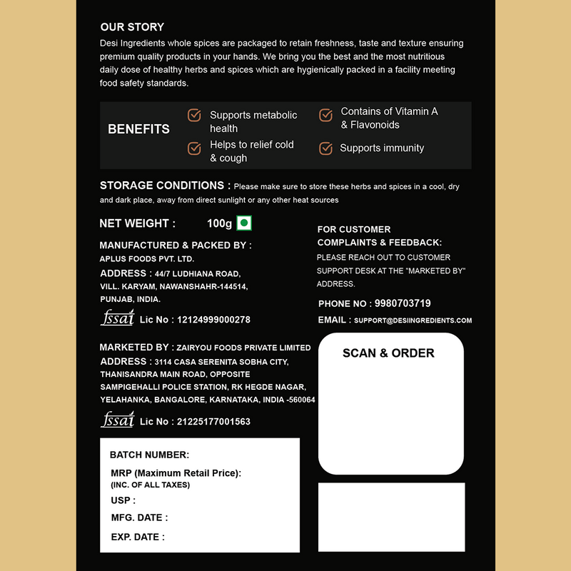 Black Pepper (Kali Mirch) Whole